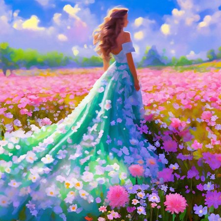 Девушка в поле с цветами