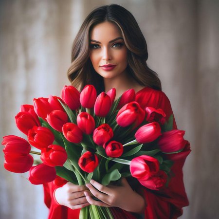 Женщина с тюльпанами