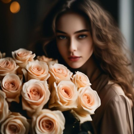 Женщина с букетом