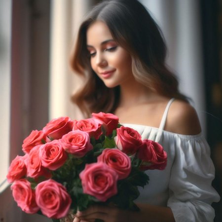 Девушка с букетом