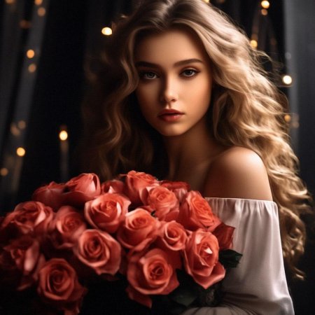 С букетом роз