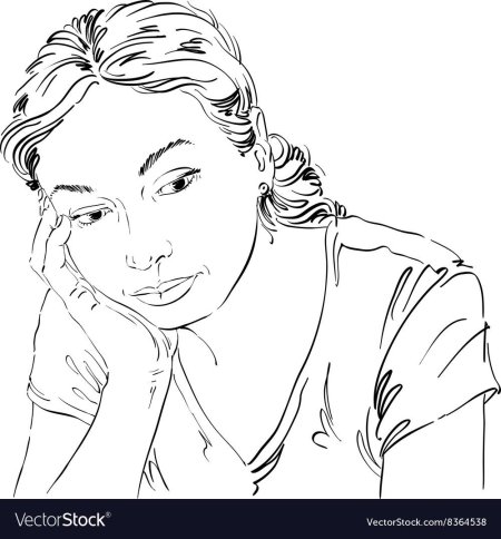 Женщина Графика задумчивая