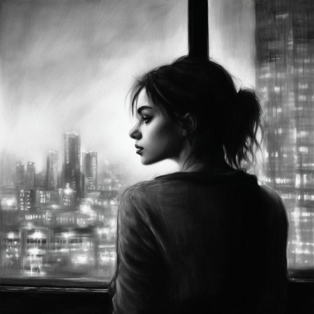 Девушка смотрит в окно