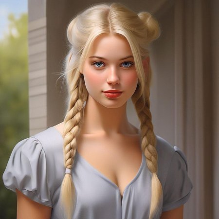 Девушка с русой косой и голубыми глазами