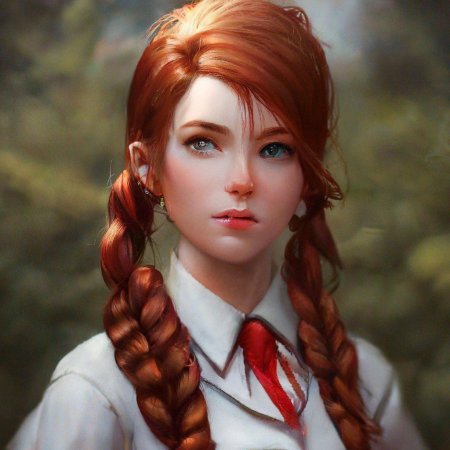 Рыжая девочка с косичками