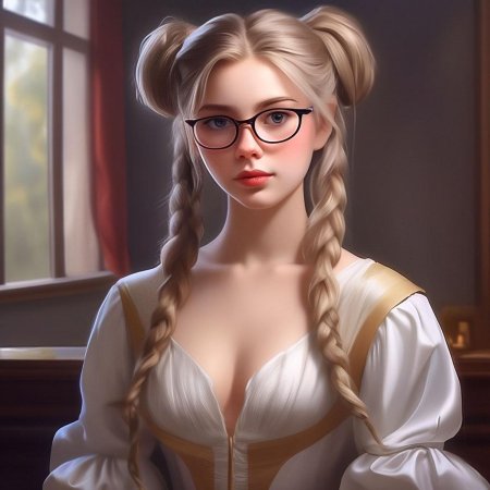 Девушка с косичками