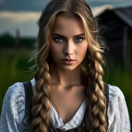 Русская красавица с косой