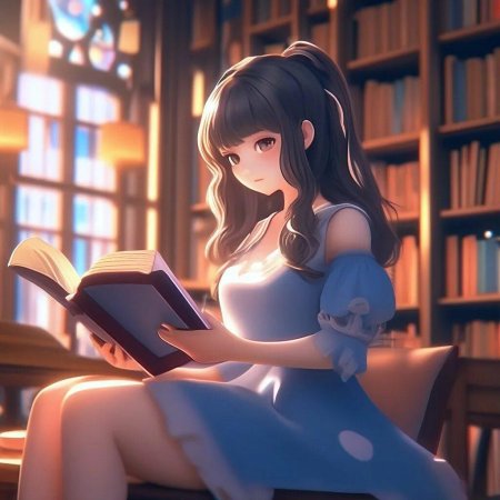 Аниме девушка с книгой