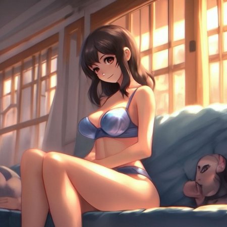 Аниме девушка в лифчике