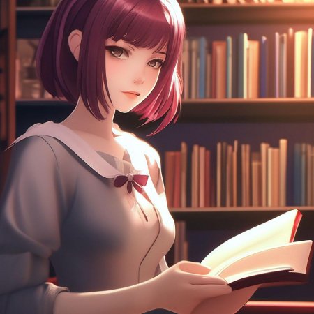 Девушка читает книги