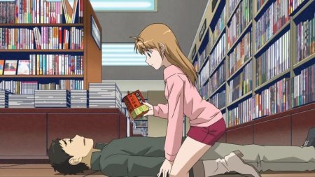 Аниме девушка в библиотеке