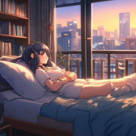 Аниме девушка на кровати