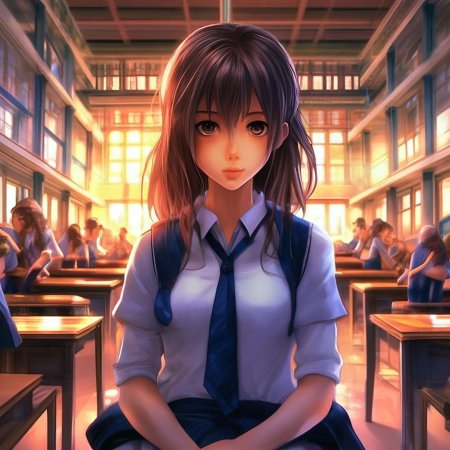 Аниме девушка в школе