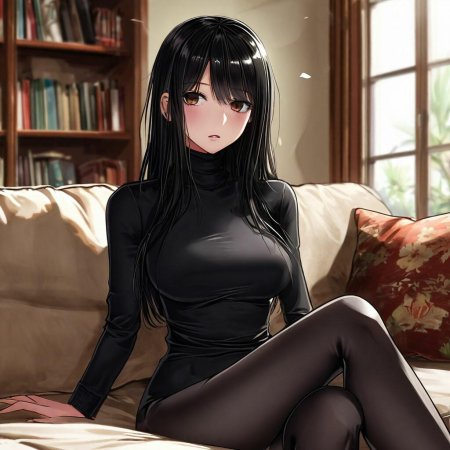 Аниме девушка в черном