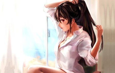 Аниме девушка в рубашке