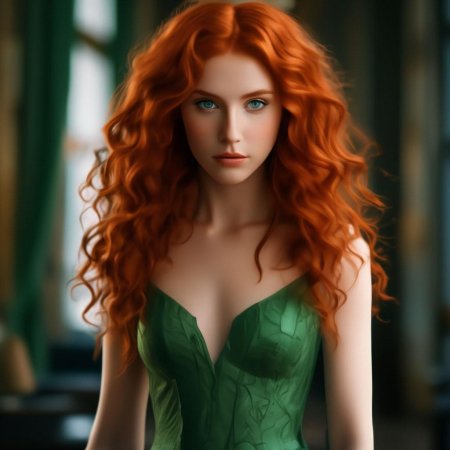 Девушка с рыжими волосами и зелеными глазами