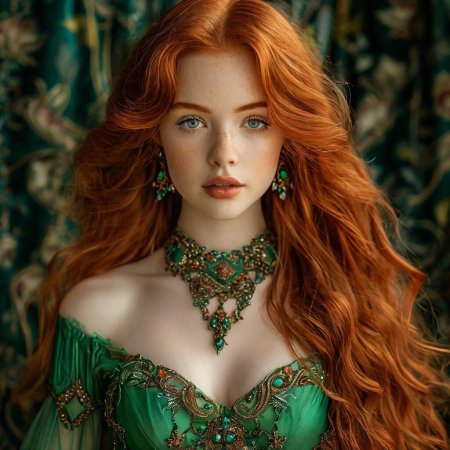 Рыжие длинные волосы