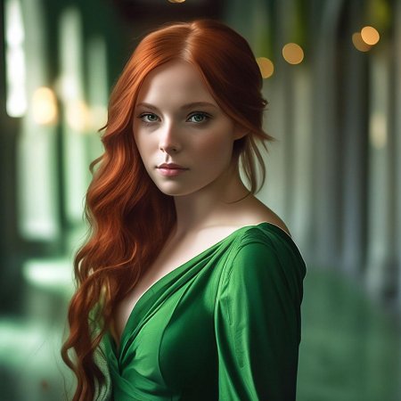 Рыжая девушка с зелеными глазами