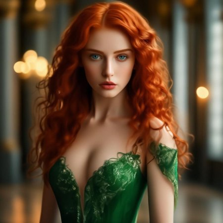 Рыжеволосая девушка с зелеными глазами