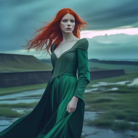 Рыжая девушка в платье