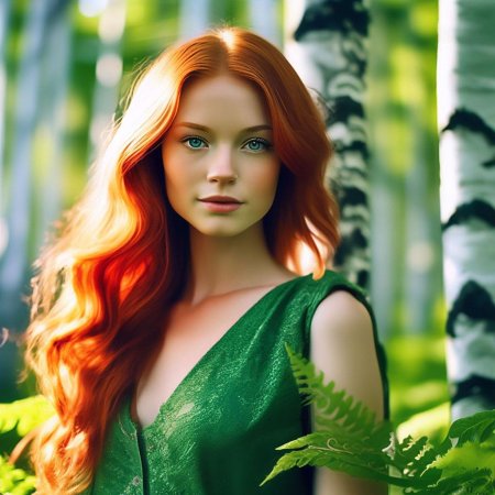 Рыжеволосая девушка с зелеными глазами