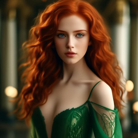 Рыжеволосая девушка с зелеными глазами
