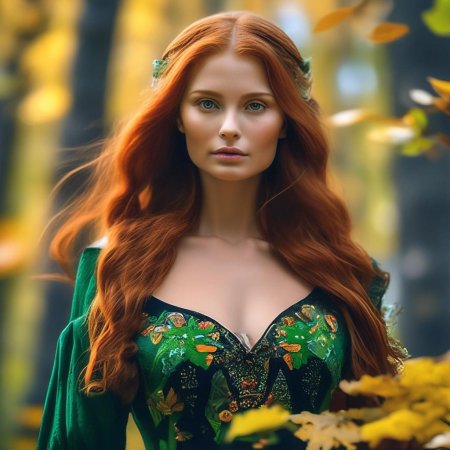 Рыжеволосая девушка с зелеными глазами