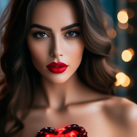 Макияж с красными губами для брюнеток