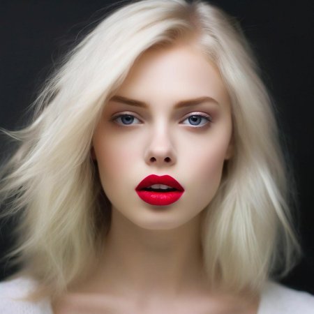 Блондинка с красными губами