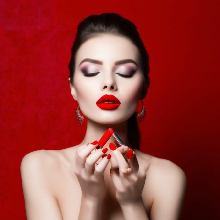 Девушка с красной помадой