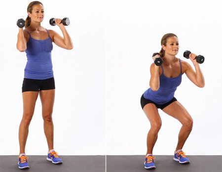 Приседания плие с гирей