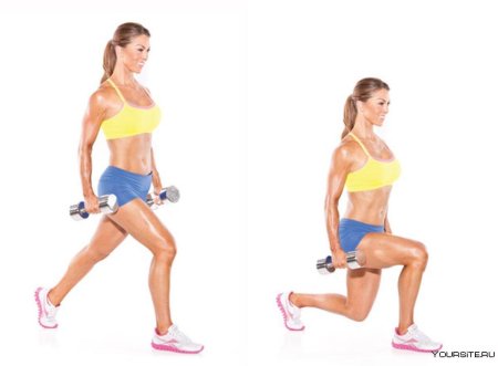 Lunge выпады с гантелями