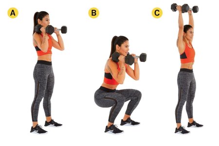 Приседания с гантелями