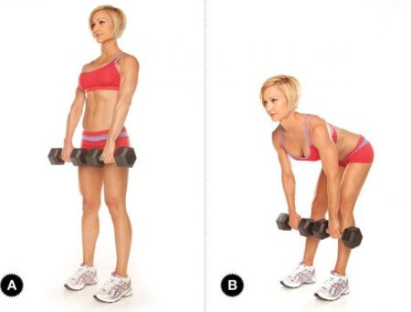 Румынская становая тяга с гантелями для девушек