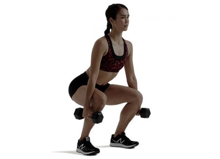 Приседания с гантелями