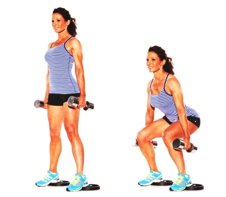 Присед с гантелями для девушек