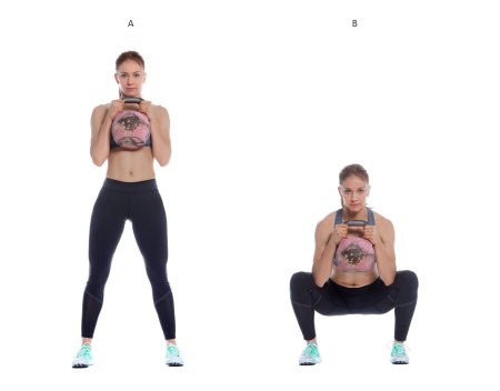 Гоблет приседания с гирей