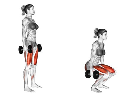 RDL into Squat с гантелями