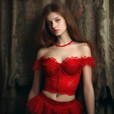 Девушка в красном кружевном белье