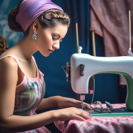 Девушка за швейной машинкой