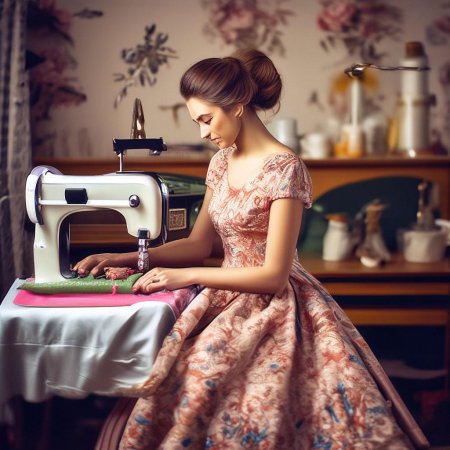 Девушка за швейной машинкой