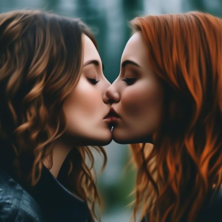 Две девушки поцелуй