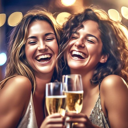 Держит бокал шампанского