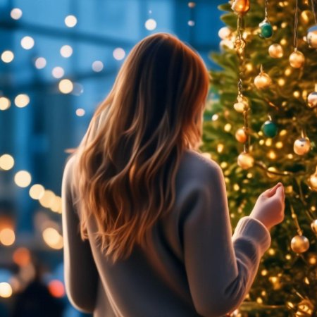 Девушка возле елки