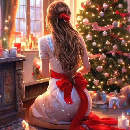 Девушка с елкой