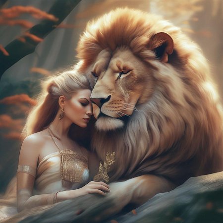 Лев и девушка