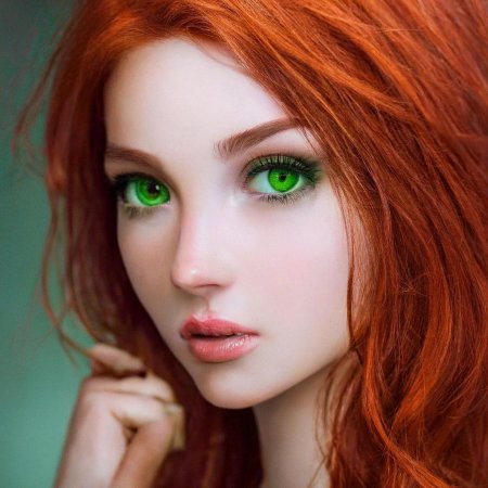 Девушка с рыжими волосами и зелеными глазами
