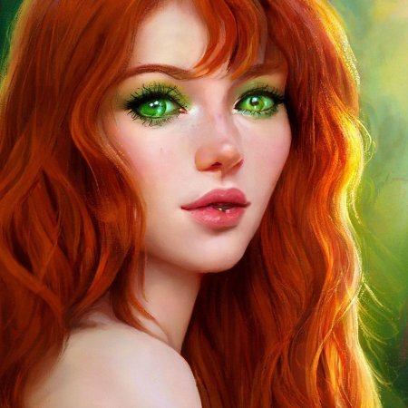 Рыжеволосая девушка с зелеными глазами