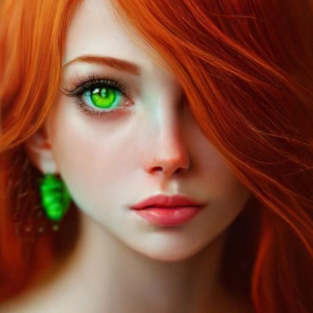 Девушка с рыжими волосами и зелеными глазами
