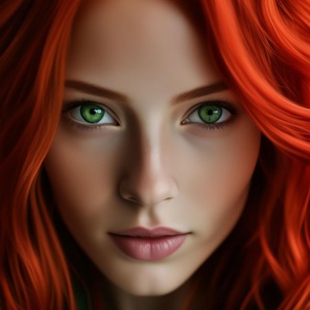 Рыжая с зелеными глазами